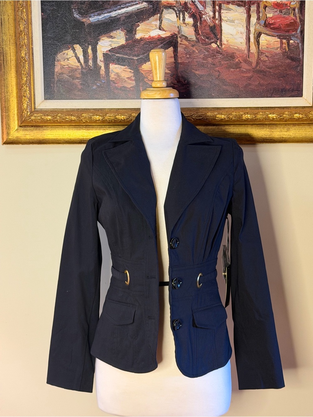 Bisou Bisou | Size Small NWT Black Fitted Notch Lapel Blazer/Jacket